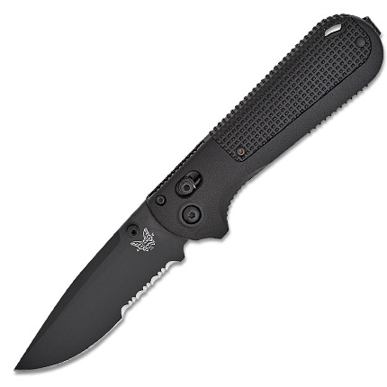 Benchmade Redoubt Axis 3.55" Serrated Drop Point CPM-02 Steel Blade; Black-img-0