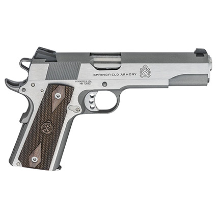 Springfield 1911 Garrison .45ACP 5" STAINLESS CROSSED CANNON WOOD...-img-0